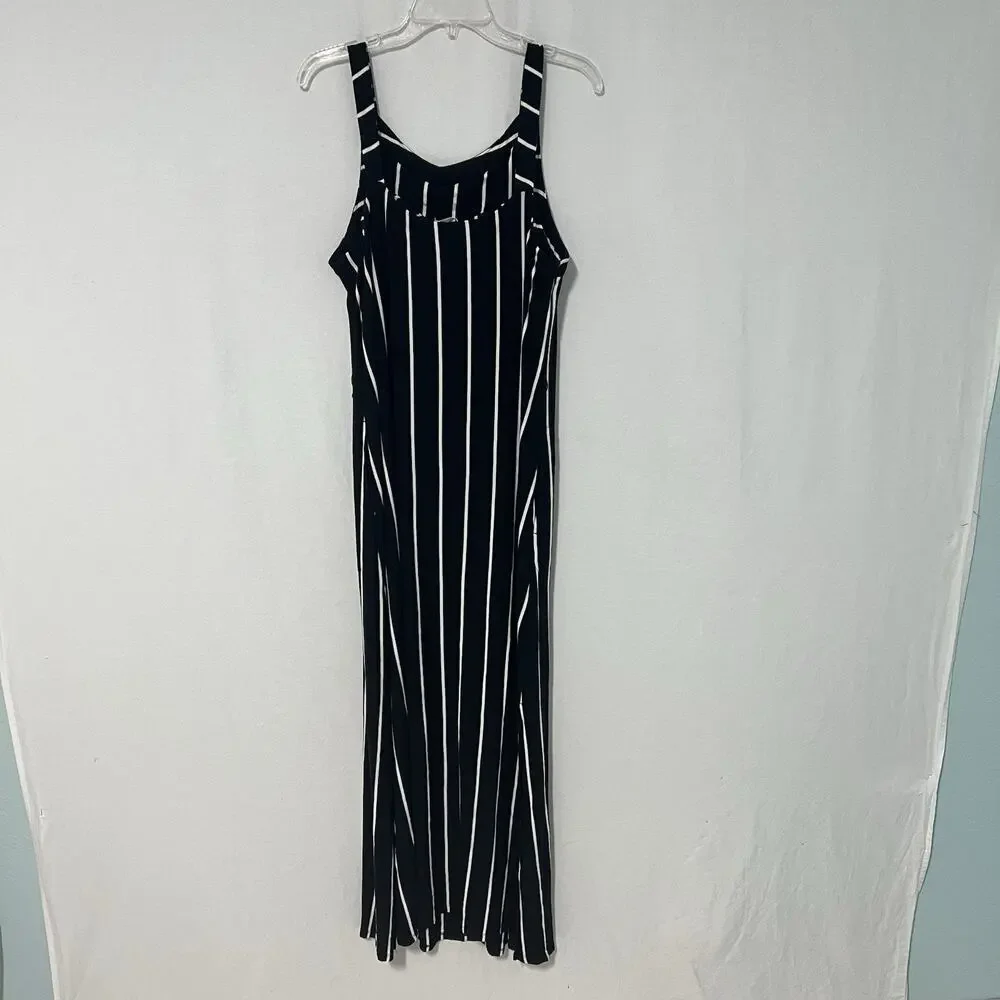 SOMA Super Soft Maxi Bra Dress Striped Size XL Black White Resort Wear Stretch - Picture 5 of 12